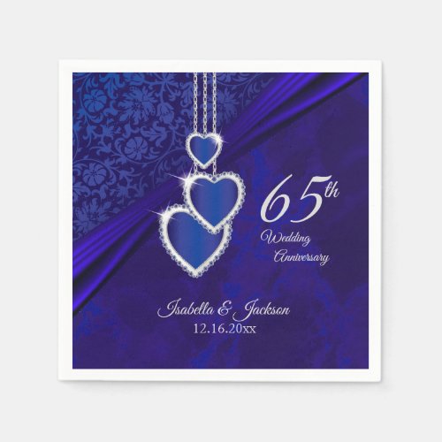 65th  45th Wedding Sapphire Anniversary Paper Napkins
