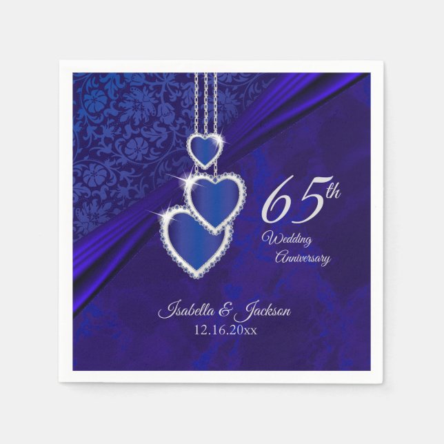 65th / 45th Wedding Sapphire Anniversary Paper Napkins (Front)
