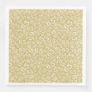 65th Age Random Number Pattern Gold/White Paper Dinner Napkins