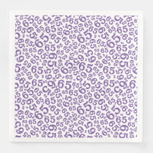 65th Age Random Number Pattern Purple/White Paper Dinner Napkins