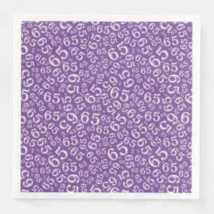 65th Age Random Number Pattern Purple/White Paper Dinner Napkins