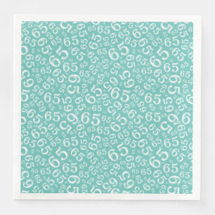 65th Age Random Number Pattern Teal/White Paper Dinner Napkins