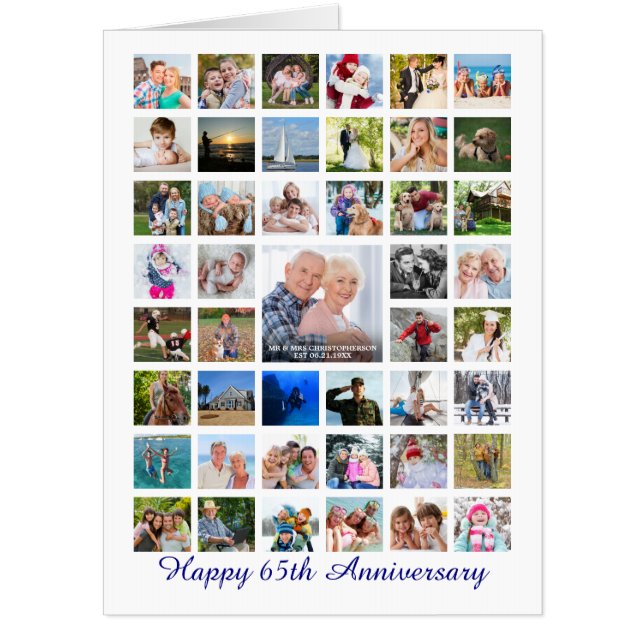 65th Anniversary 45 Photo Collage Sapphire Card (Front)