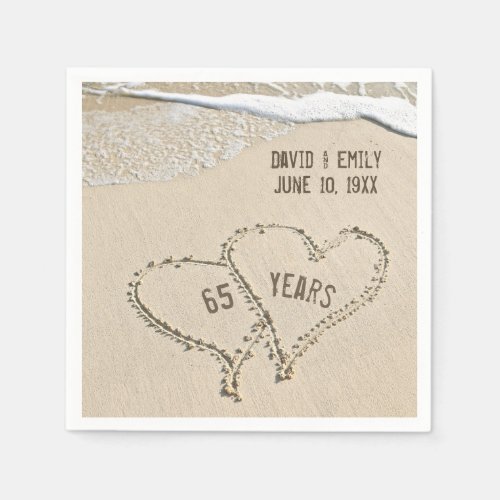 65th Anniversary Beach Hearts Napkins