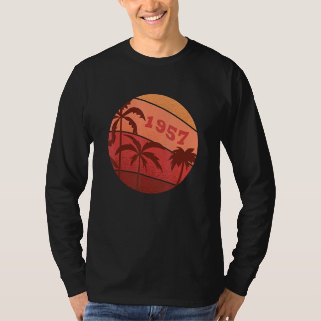 65th Anniversary Classic Retro Palm Sunset Birthda T-Shirt (Front)