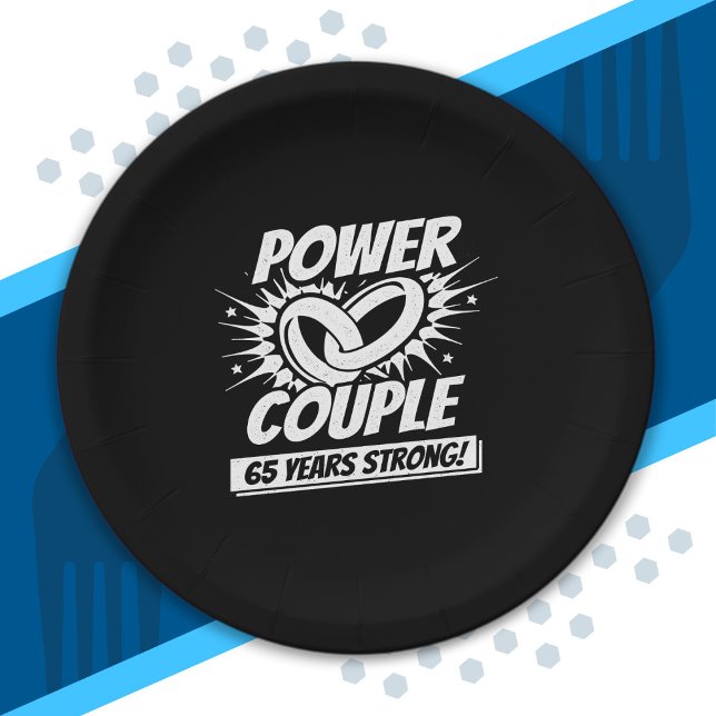 65th Anniversary Couples Married 65 Years Strong Paper Plates (Creator Uploaded)