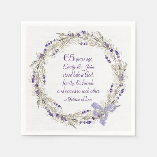 65th Anniversary Lavender Wreath Napkins