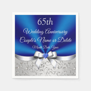 65th Anniversary Napkins in 3 Sizes, Blue Sapphire