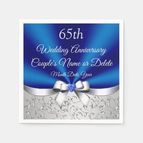 65th Anniversary Napkins in 3 Sizes Blue Sapphire