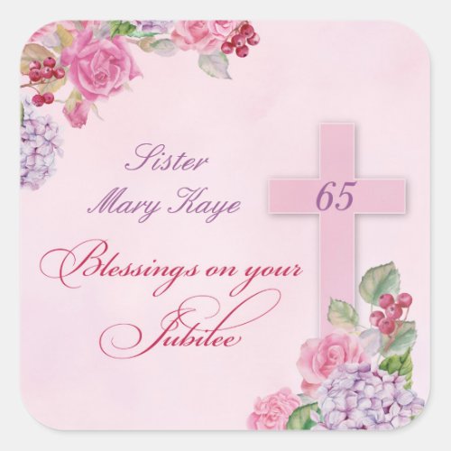 65th Anniversary of Religious Life Catholic Nun Square Sticker
