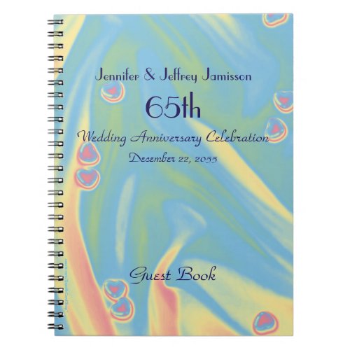 65th Anniversary Party Guest Book Hearts Notebook