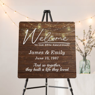 65th Anniversary Party Light String On Wood Foam Board