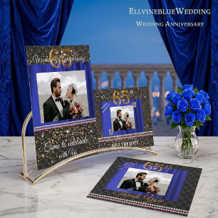 65th Anniversary Party Photo & Blue Sapphire Invitation
