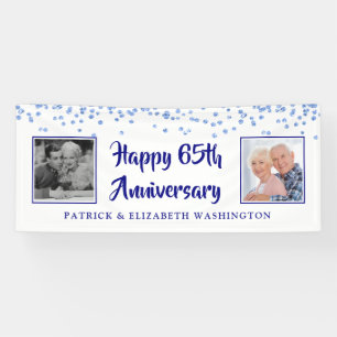 65th Anniversary Sapphire Blue Confetti Photo Banner