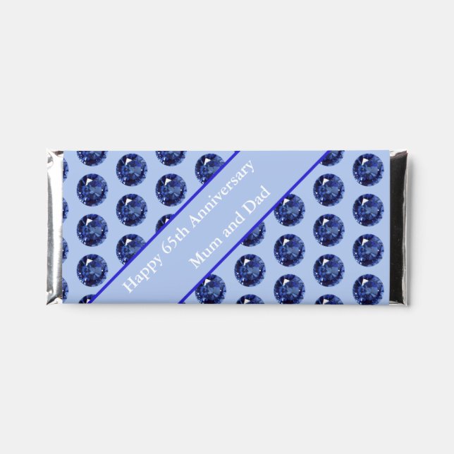 65th Anniversary Sapphire Editable Hershey Bar Favors (Front)