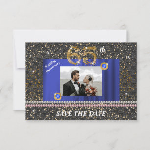 65th Anniversary Save the Date   Blue Sapphire Invitation