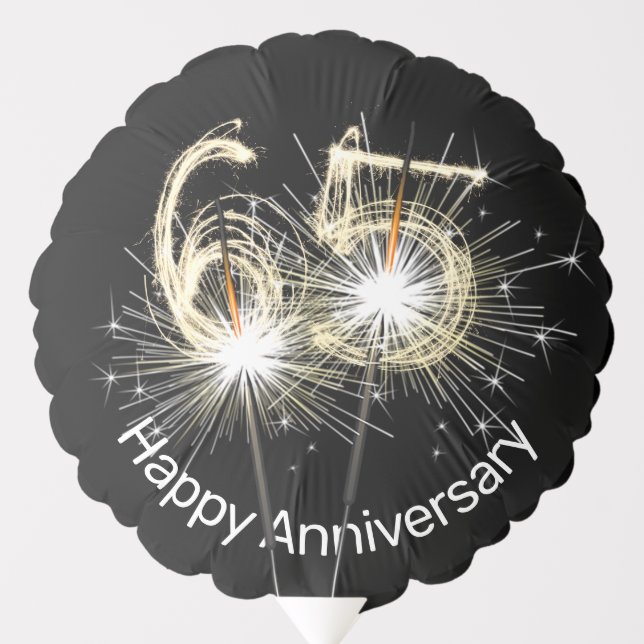 65th Anniversary  Sparklers on Black Balloon (Front)