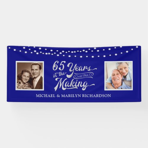 65th Anniversary Then  Now Photos  Blue  Silver Banner