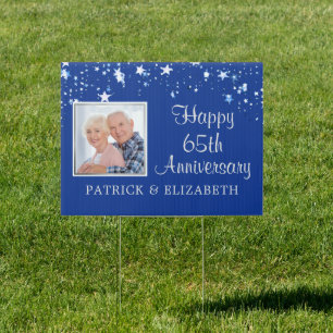 65th Anniversary Two Photo Sapphire Blue Stars Sign
