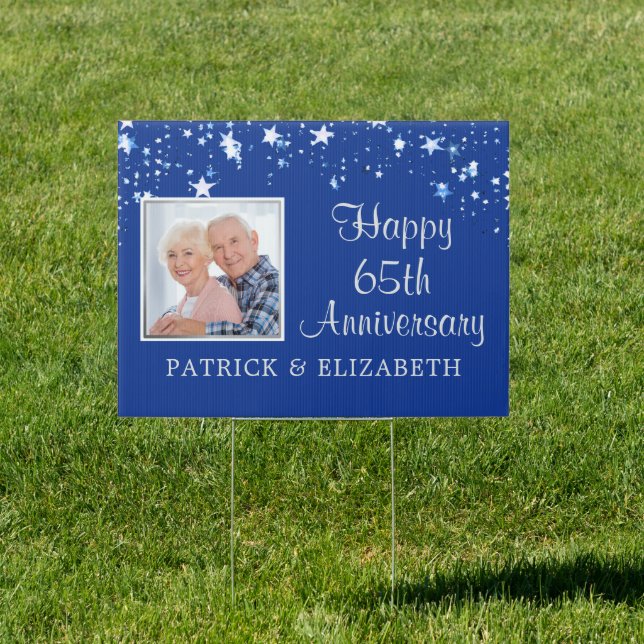 65th Anniversary Two Photo Sapphire Blue Stars Sign (Insitu)