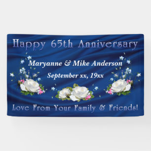 65th Anniversary White Roses and Bluebells Banner