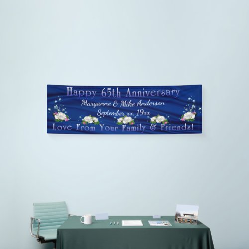 65th Anniversary White Roses Sapphire Custom Banner