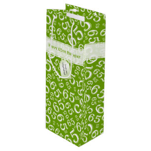 65th Biirthday Random Number Pattern Green/White Wine Gift Bag