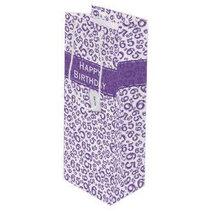 65th Biirthday Random Number Pattern Purple/White Wine Gift Bag