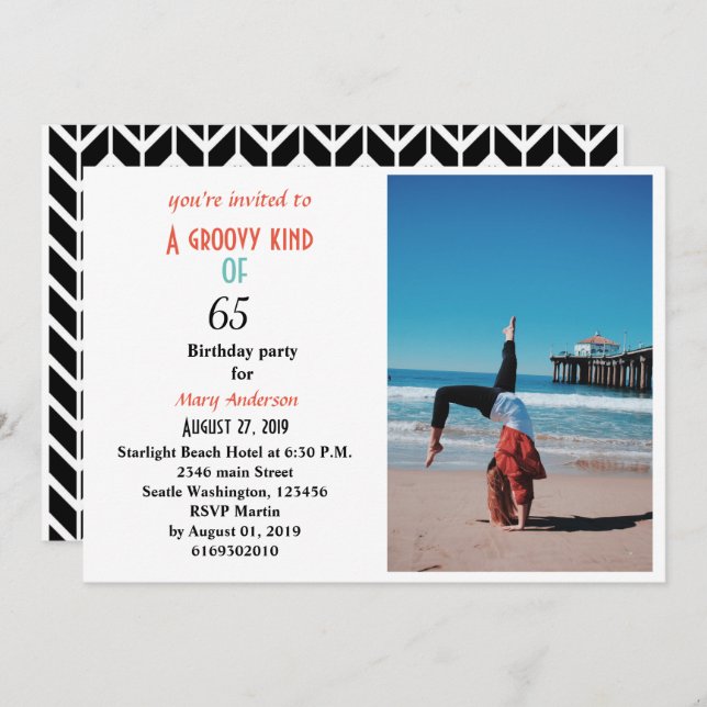 65th birthday A groovy kind of 65 birthday Invitat Invitation (Front/Back)