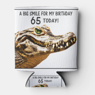 65th Birthday Alligator Smile Can Cooler
