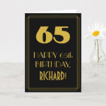 [ Thumbnail: 65th Birthday ~ Art Deco Inspired Look "65" & Name Card ]