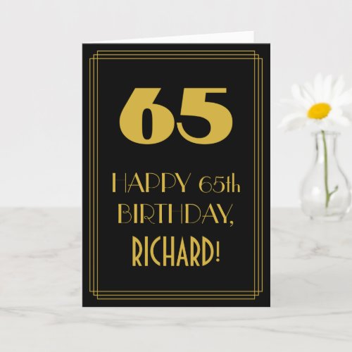 65th Birthday  Art Deco Inspired Look 65  Name Card