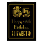 [ Thumbnail: 65th Birthday: Art Deco Inspired Look “65” + Name Card ]