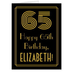 65th Birthday: Art Deco Inspired Look “65” + Name Card