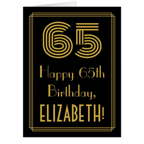 65th Birthday Art Deco Inspired Look 65  Name Card