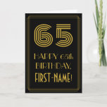 [ Thumbnail: 65th Birthday: Art Deco Inspired Look "65" & Name Card ]