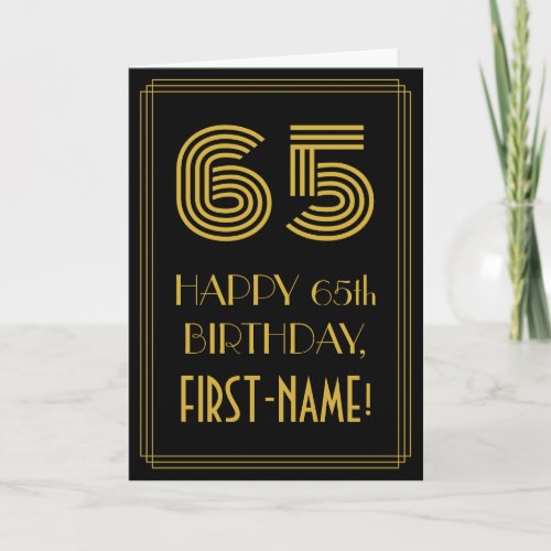 65th Birthday Art Deco Inspired Look 65  Name Card