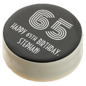 65th Birthday - Art Deco Inspired Look "65", Name Chocolate Covered Oreo (Angled)
