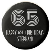 65th Birthday - Art Deco Inspired Look "65", Name Chocolate Covered Oreo (Front)