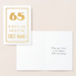 [ Thumbnail: 65th Birthday: Art Deco Inspired Look "65" & Name Foil Card ]