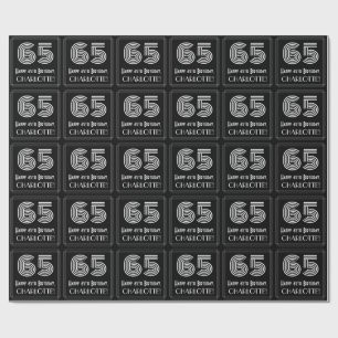 65th Birthday: Art Deco Inspired Look "65" w/ Name Wrapping Paper