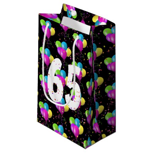 65th Birthday Balloons and Confetti Small Gift Bag