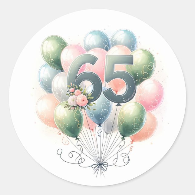 65th birthday balloons stickers (Front)