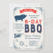 65th Birthday BBQ Party All American Vintage Invitation (Front)