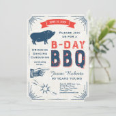 65th Birthday BBQ Party All American Vintage Invitation (Standing Front)