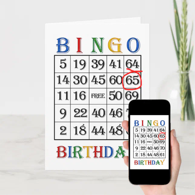 65th Birthday Bingo card | Zazzle