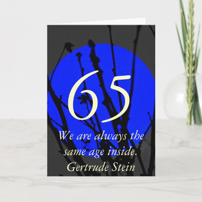 65th Birthday Blue and Black Quote Card (Front)
