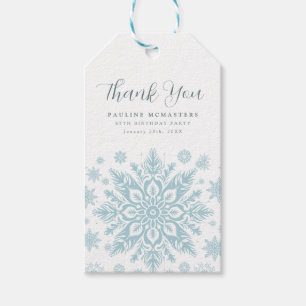 65th Birthday Blue Snowflake Thank You Favor Gift Tags