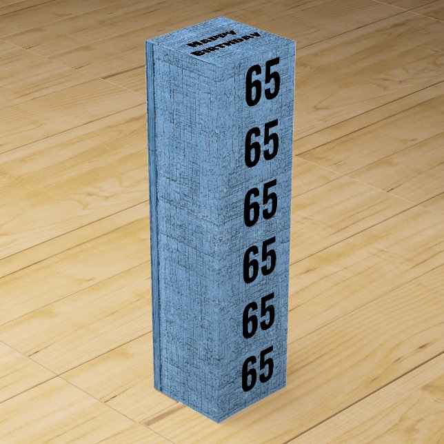 65th Birthday Blue Wood Wine Box (Front)