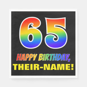 65th Birthday: Bold, Fun, Simple, Rainbow 65 Napkins